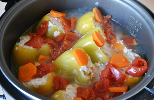 Перец, фаршированный курицей и рисом в мультиварке (пошаговый фото рецепт)
