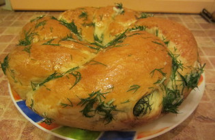 Сельский хлеб с зеленью и чесноком (пошаговый фото рецепт)