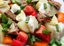 Салат с рыбной консервой и картофелем (пошаговый фото рецепт)