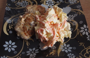 Салат с корейской морковью, сыром и курицей "Хорошее настроение" (пошаговый фото рецепт)