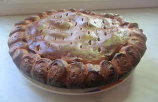Пирог с капустой и сыром из дрожжевого теста (пошаговый фото рецепт)