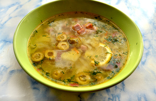 Капустный суп с оливками и беконом (пошаговый фото рецепт)