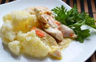 Цветная капуста с курицей в соусе (пошаговый фото рецепт)