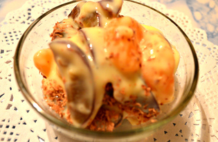 Десерт со сливами, мандаринами и шоколадом (пошаговый фото рецепт)