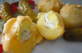 Картофель фаршированный перепелиными яйцами (пошаговый фото рецепт)