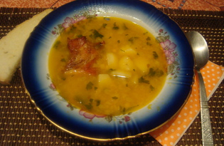Гороховый суп с куриными копченостями (пошаговый фото рецепт)