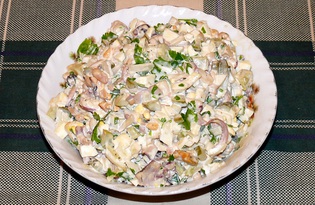 Салат из морепродуктов с яйцом (пошаговый фото рецепт)