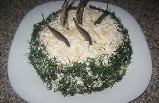 Салат со шпротами "Рыбки в пруду" (пошаговый фото рецепт)