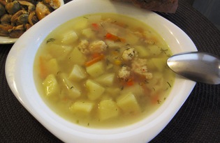 Суп с мясом криля и кукурузой (пошаговый фото рецепт)