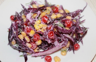 Салат из фиолетовой капусты, кукурузы и калины (пошаговый фото рецепт)