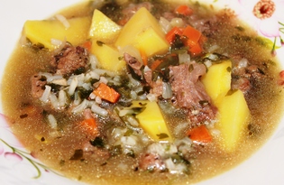 Суп с рисом и говяжьей тушенкой (пошаговый фото рецепт)