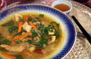 Азиатский суп с рисовой лапшой (пошаговый фото рецепт)