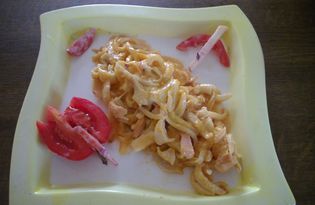 Кальмары в томатно - сметанном соусе (пошаговый фото рецепт)