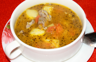 Тыквенный суп с куриными желудочками (пошаговый фото рецепт)