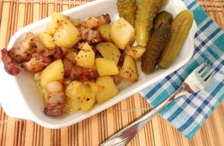Пряный картофель со свининой в духовке (пошаговый фото рецепт)