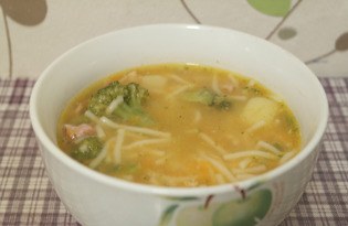 Суп с брокколи и спагетти (пошаговый фото рецепт)