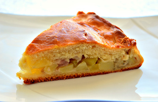 Пирог с картофелем, луком и свининой (пошаговый фото рецепт)