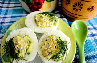 Яйца, фаршированные черемшой (пошаговый фото рецепт)