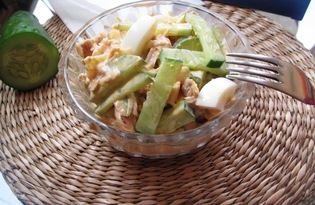 Салат из курицы с огурцом под острой заправкой (пошаговый фото рецепт)