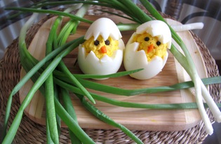 Закуска из яиц "Цыплята" (пошаговый фото рецепт)