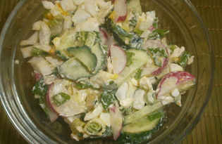Салат из белокочанной капусты с яйцом "Свежая прелесть" (пошаговый фото рецепт)