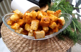 Домашние сухарики с сыром и укропом (пошаговый фото рецепт)