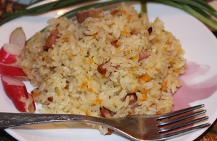 Рис с беконом в мультиварке (пошаговый фото рецепт)