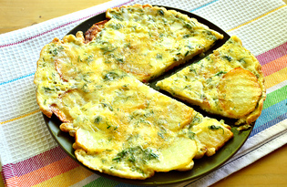 Яичница с картофелем и зеленью (пошаговый фото рецепт)