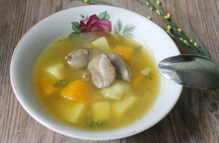 Суп с тыквой и куриной печенью (пошаговый фото рецепт)
