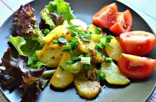 Картофель, жаренный с кабачками и свежей зеленью (пошаговый фото рецепт)