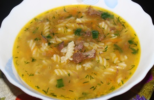 Суп-лапша с тушенкой (пошаговый фото рецепт)