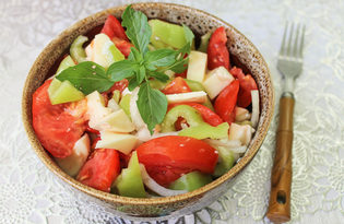Овощной салат с моцареллой (пошаговый фото рецепт)