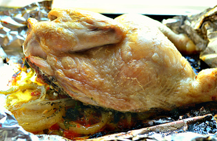 Курица на морковно - луковой подушке (пошаговый фото рецепт)