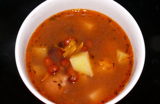 Фасолевый суп с фрикадельками и пряными травами (пошаговый фото рецепт)