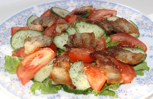 Салат овощной с беконом (пошаговый фото рецепт)