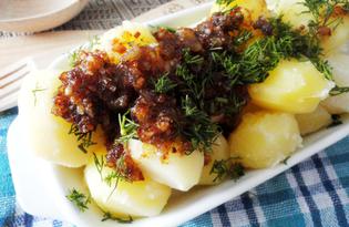 Картофель с вкусной заправкой из подчеревка (пошаговый фото рецепт)