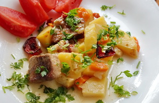 Картофель с мясом и овощами, запеченный в духовке (пошаговый фото рецепт)