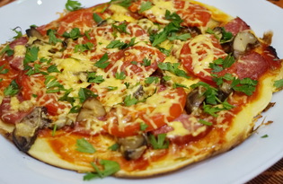 Пицца на сковороде за 15 минут (пошаговый фото рецепт)