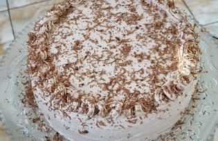 Торт бисквитный со сметанным кремом и фруктами (пошаговый фото рецепт)