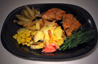 Курятина с овощами в духовке (пошаговый фото рецепт)