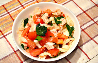 Диетический куриный салат с помидорами и капустой (пошаговый фото рецепт)