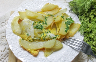 Жареный картофель с яйцами и шнитт-луком (пошаговый фото рецепт)
