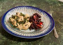 Жареная индейка со шпинатом (пошаговый фото рецепт)