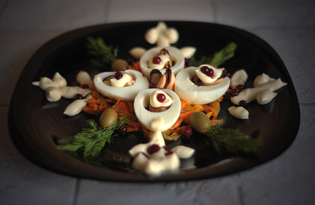 Салат с мидиями «Снежинка» (пошаговый фото рецепт)