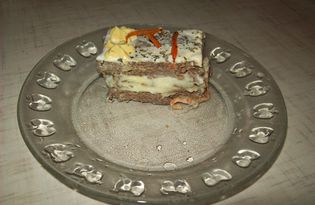 Закусочный печеночный торт с грибами (пошаговый фото рецепт)