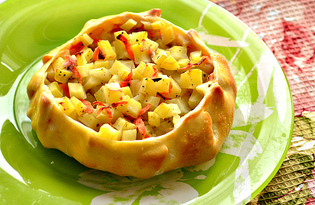 Открытые пирожки с картофелем и курицей (пошаговый фото рецепт)