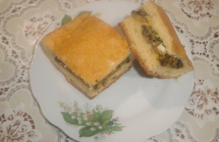 Пирог с начинкой из грибов и яиц (пошаговый фото рецепт)