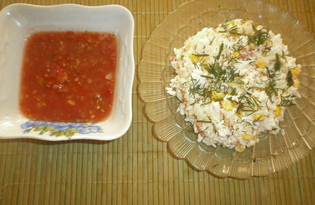 Салат с крабовыми палочками и аджикой (пошаговый фото рецепт)