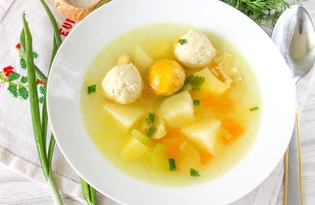 Суп на курином бульоне с фрикадельками (пошаговый фото рецепт)
