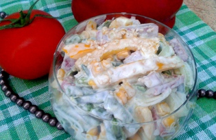 Салат из куриного филе с ветчиной, спаржей и болгарским перцем (пошаговый фото рецепт)